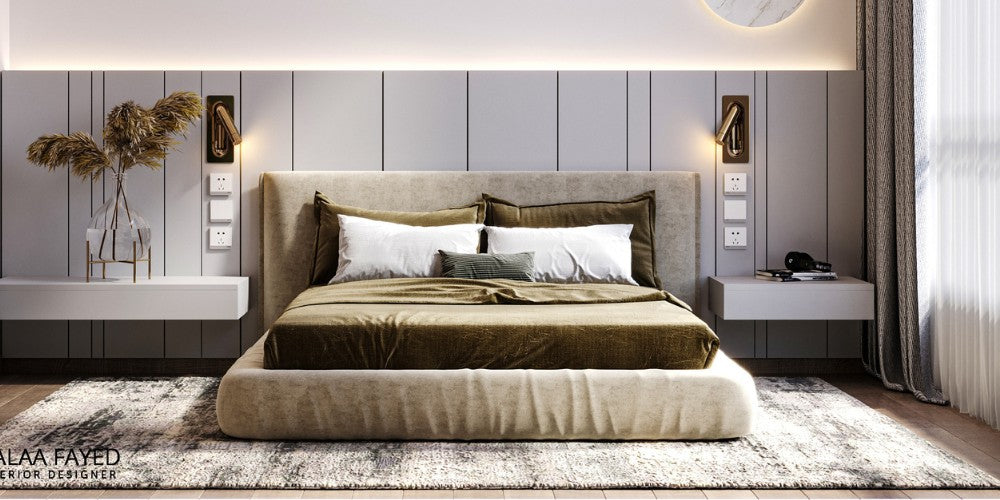 chambre avec appliques murales dorées