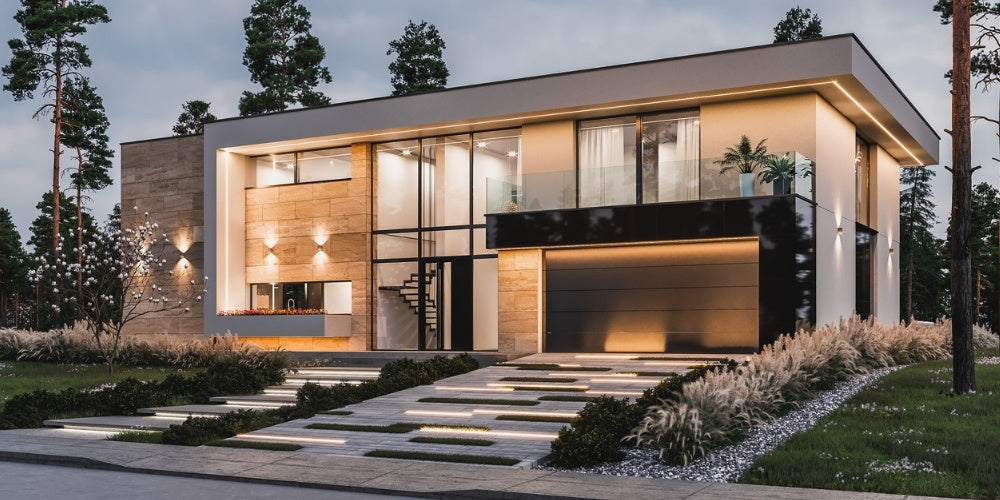 éclairage extérieur villa moderne