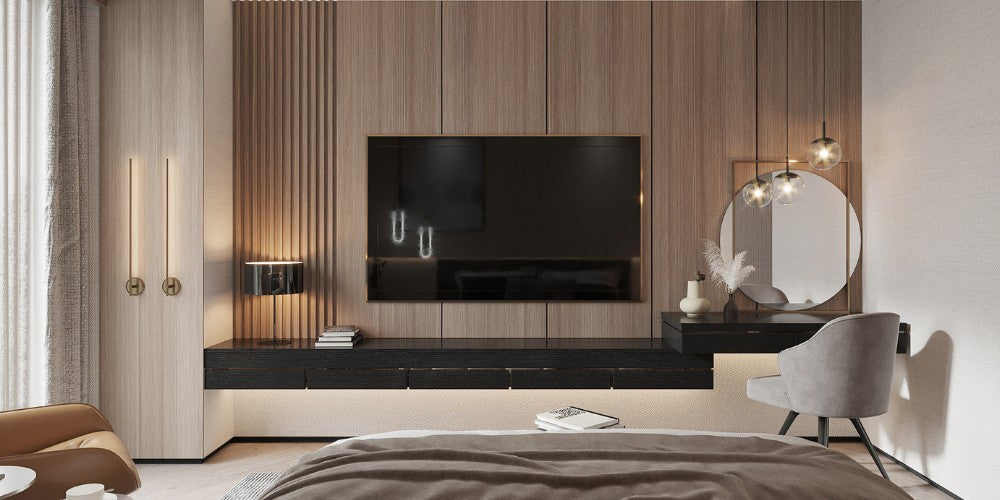 espace télévision et luminaires