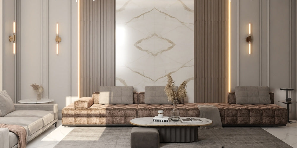 luminaire dans salon doré