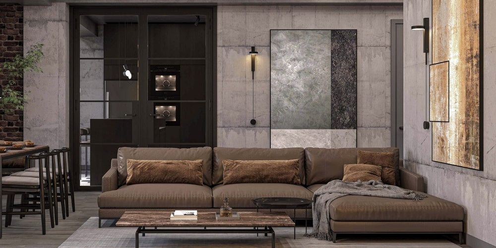 salle à manger mur béton