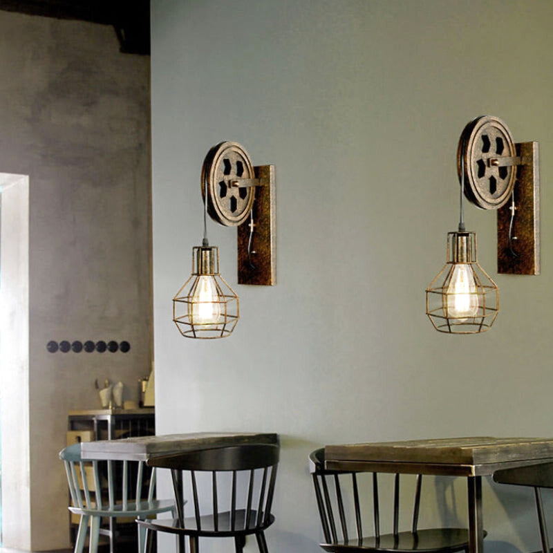 Applique Murale Industrielle Poulie 1