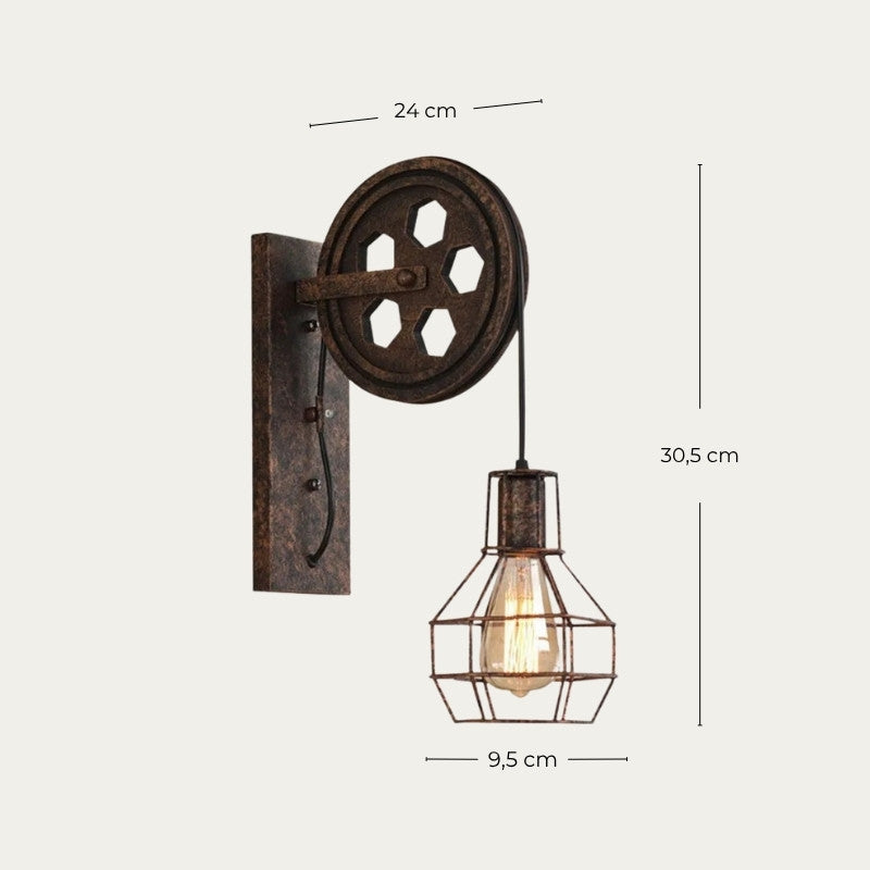 Applique Murale Industrielle Poulie