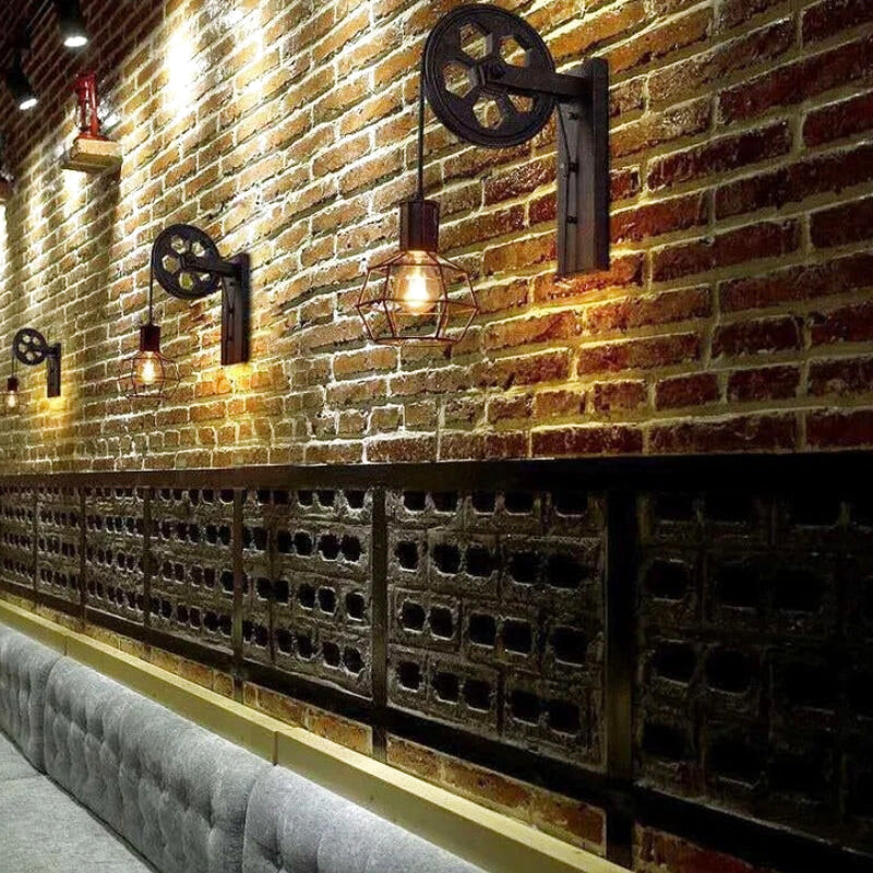 applique murale industrielle poulie 2