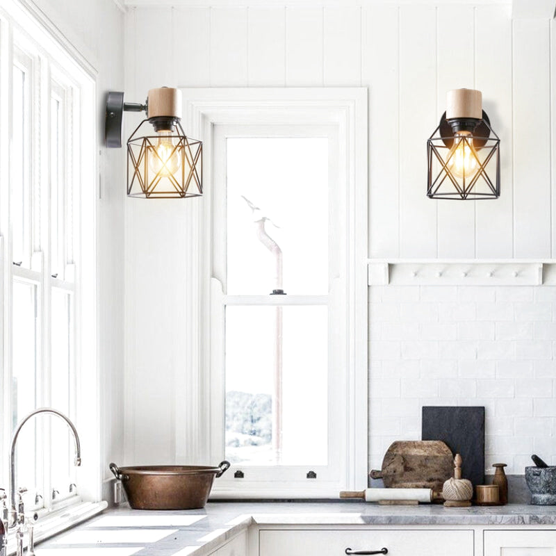 applique murale noir et bois 1