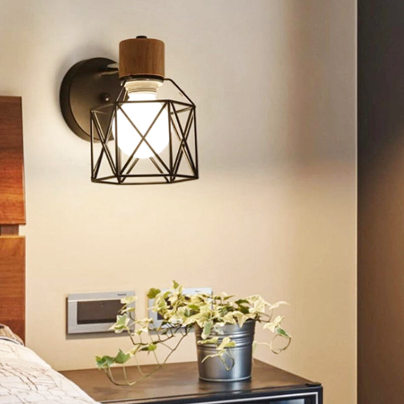 applique murale noir et bois