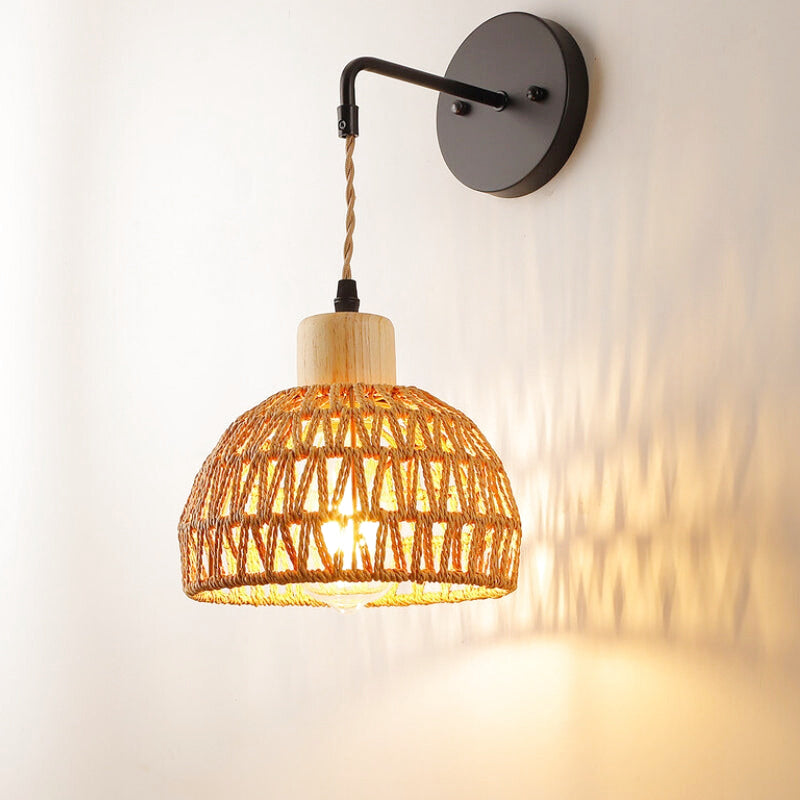 applique murale ronde rotin 1