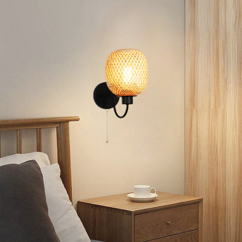 applique murale rotin noir