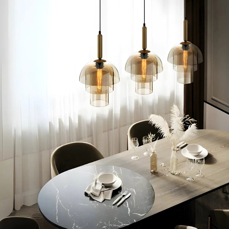 suspension verre fume vintage 2