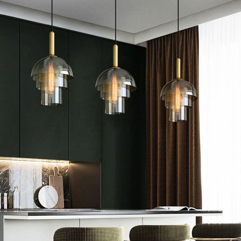 suspension verre fume vintage 3