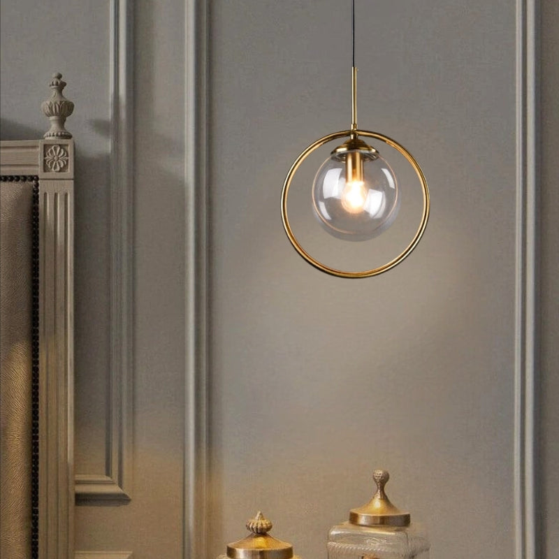 Suspension Vintage Verre Et Laiton