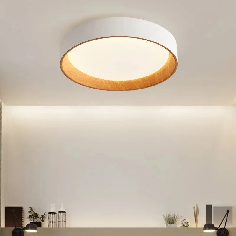 Plafonnier bois et blanc 1