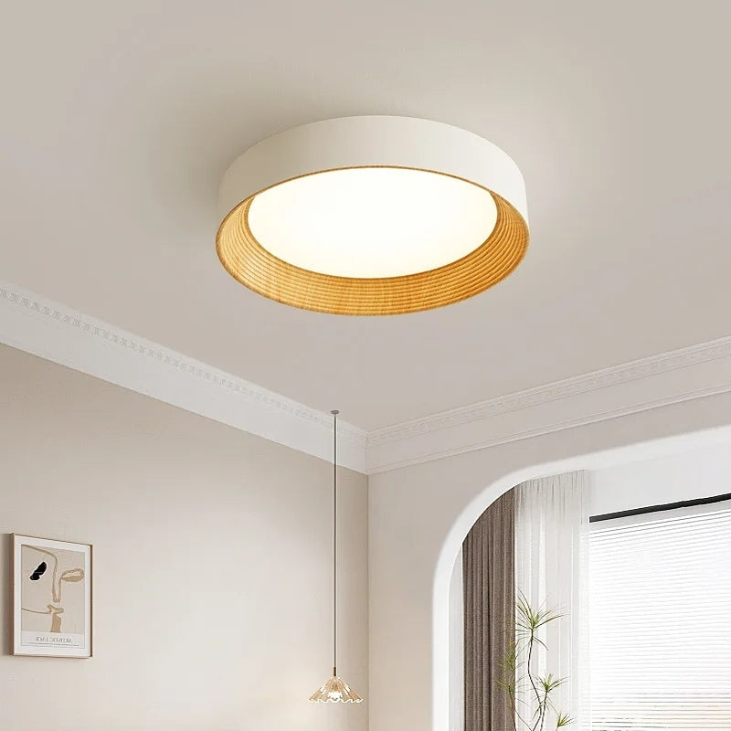 Plafonnier bois et blanc 4