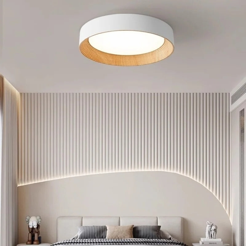 Plafonnier bois et blanc 6