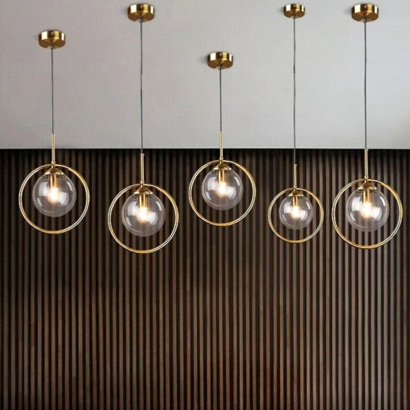 suspension vintage verre et laiton  2