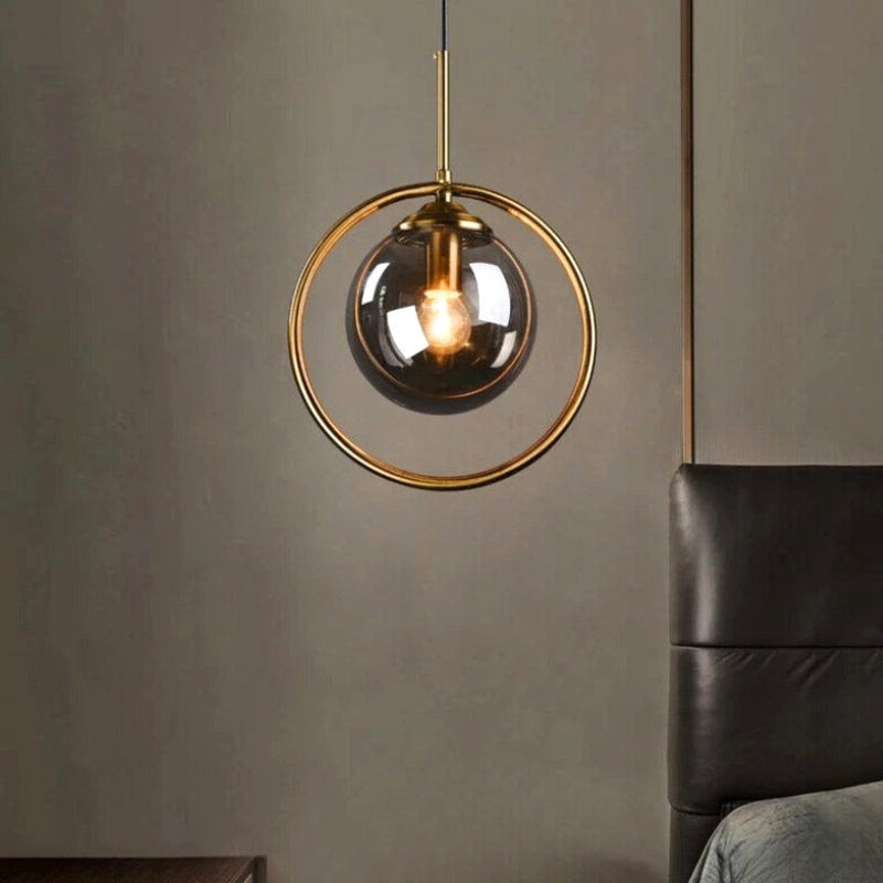 suspension vintage verre et laiton  3