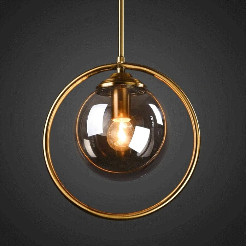 suspension vintage verre et laiton  4