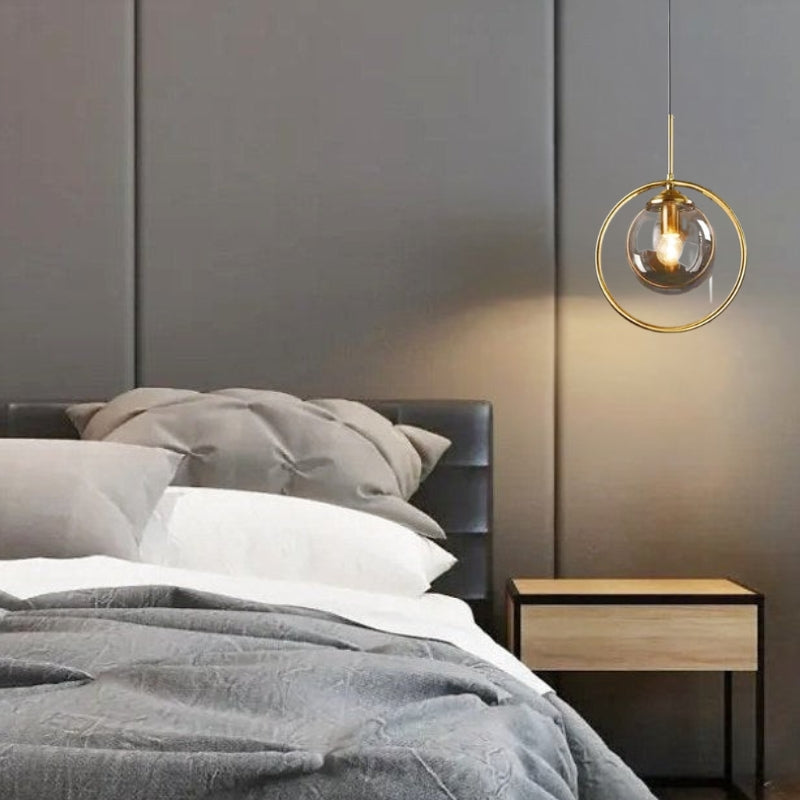 suspension vintage verre et laiton 